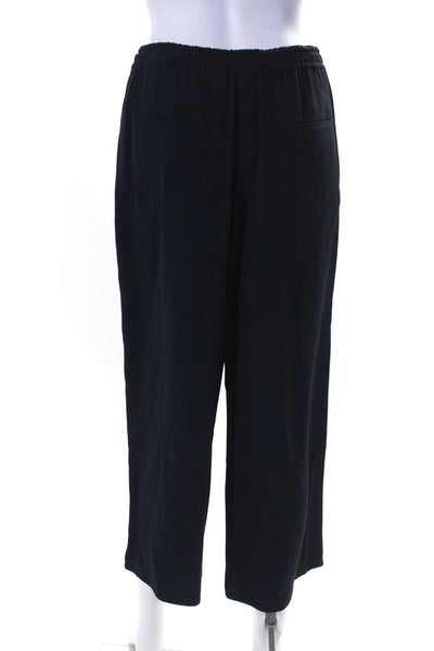 Vince Womens Crepe Elastic Waist Wide Leg High Riser Pants Navy Blue Size S