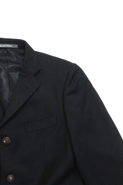 Hickey Freeman Childrens Boys Three Button Blazer Jacket Black Wool Size 8