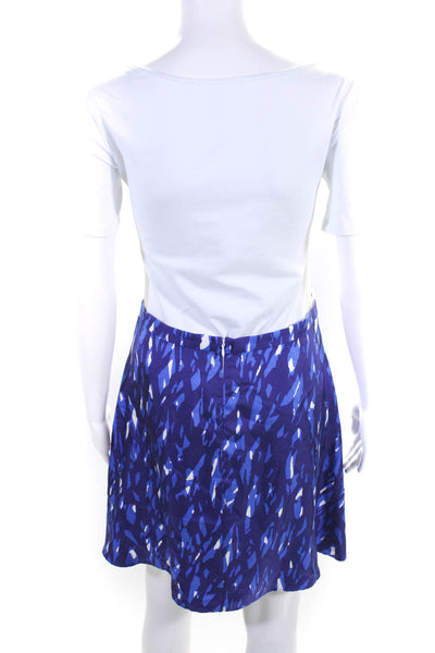Balenciaga Womens Silk Abstract Print Zip Up Knee Length Skirt Blue Size 40 M