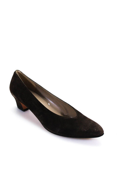 Salvatore Ferragamo Women's Pointed Toe Cone Heels Suede Pumps Brown Size 10
