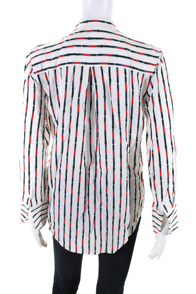 Equipment Femme Women's Round Neck Long Sleeves Stripe Shirt Size XS