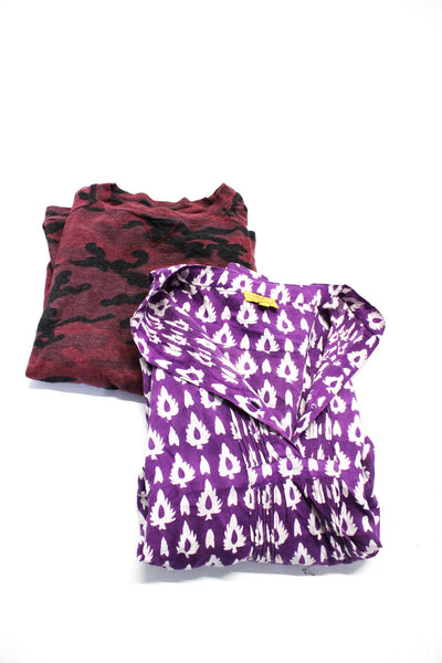 Roberta Roller Rabbit Women's Round Neck 3/4 Sleeves Blouse Purple Size M Lot 2
