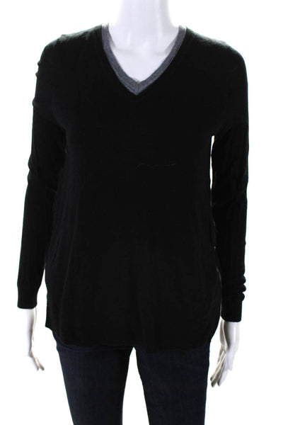 Kokun Women's V-Neck Long Sleeves Pullover Sweater Black Size S