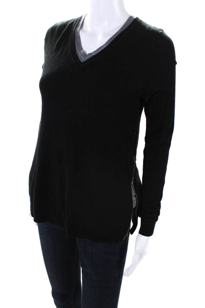 Kokun Women's V-Neck Long Sleeves Pullover Sweater Black Size S