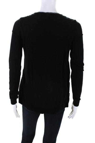 Kokun Women's V-Neck Long Sleeves Pullover Sweater Black Size S