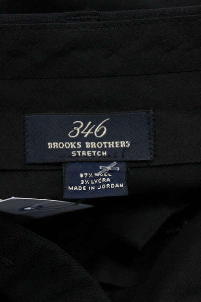 346 Brooks Brothers Men's Pleated Front Straight Leg Dress Pant Black Size 36