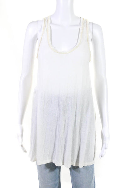 Alice + Olivia Womes Knit Scoop Neck Sleeveless Long Tank Blouse White Size S