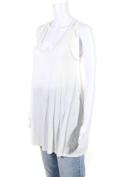 Alice + Olivia Womes Knit Scoop Neck Sleeveless Long Tank Blouse White Size S