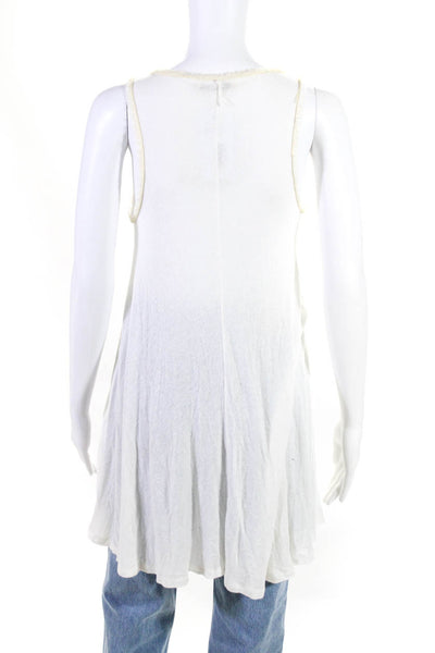 Alice + Olivia Womes Knit Scoop Neck Sleeveless Long Tank Blouse White Size S