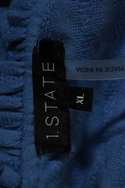1. State Women's V-Neck Ruffle Trim A-line Dress Blue Size XL