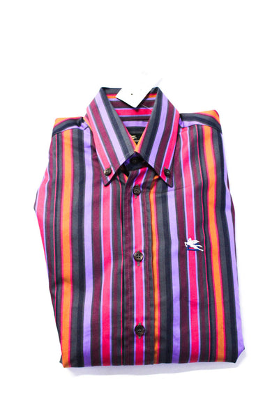 Etro Childrens Boys Striped Button Down Dress Shirt Multi Colored Size 6