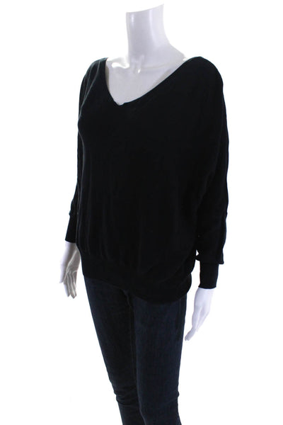 Ba&Sh Womens V Neck Button Up Dolman Sleeve Sweater Black Size Small