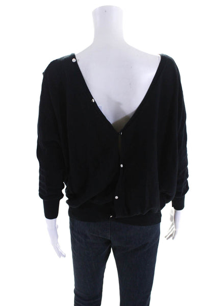 Ba&Sh Womens V Neck Button Up Dolman Sleeve Sweater Black Size Small