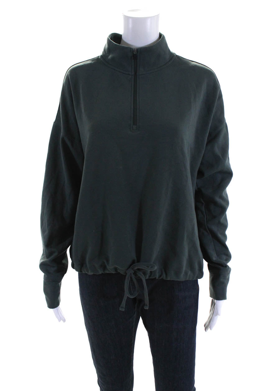 Gaiam Womens Half Zip Turtleneck Pullover Sweatshirt Green Size