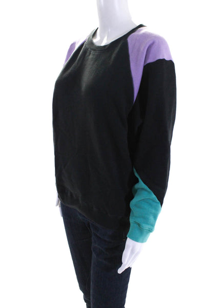 Bellerose Womens Pastel Color Block Sweatshirt Black Purple Turquoise Size 2