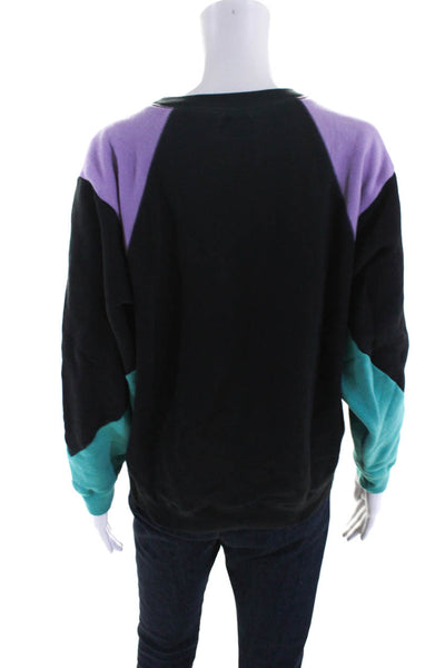 Bellerose Womens Pastel Color Block Sweatshirt Black Purple Turquoise Size 2