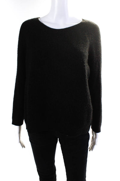 Vince Women's Long Sleeve Waffle Knit Pullover Sweater Black Size S
