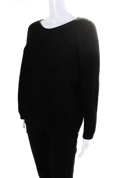 Vince Women's Long Sleeve Waffle Knit Pullover Sweater Black Size S