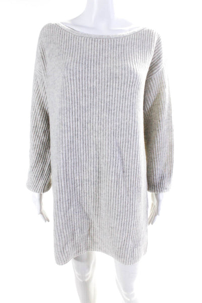 Intermix Women's Wool Long Sleeve Casual Pullover Sweater Dress Gray Size M