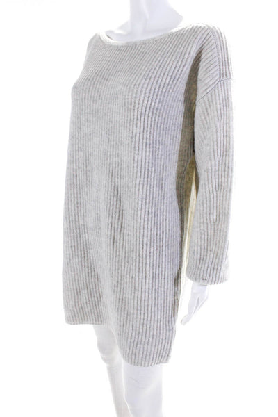 Intermix Women's Wool Long Sleeve Casual Pullover Sweater Dress Gray Size M