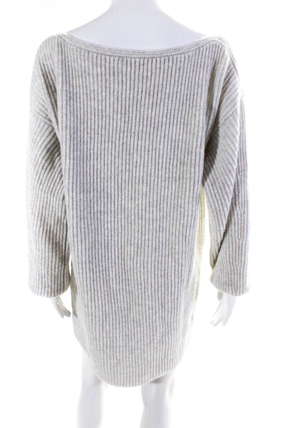 Intermix Women's Wool Long Sleeve Casual Pullover Sweater Dress Gray Size M