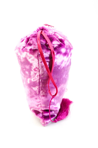 Attico Women's Velvet Drawstring Travel Pouch Pink Size S