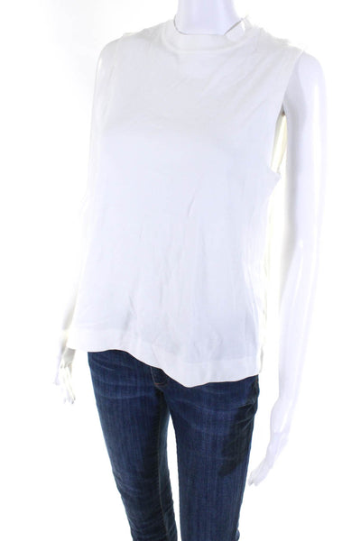 Rag & Bone Jean Womens Back Zip Crew Neck Boxy Tank Top White Cotton Size Small