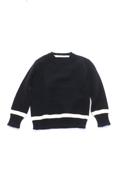 Marni Girls' Wool Knitted Long Sleeve Crew Neck Pullover Sweater Black Size 4
