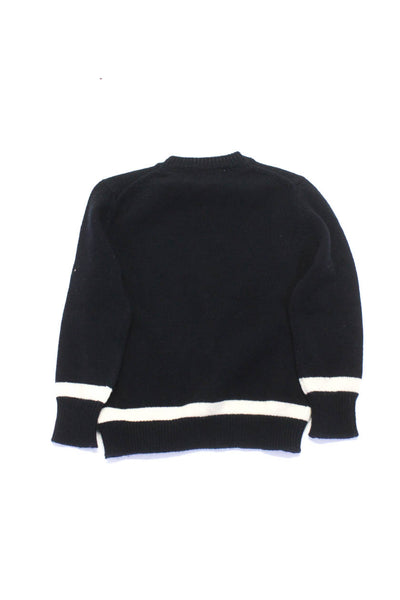 Marni Girls' Wool Knitted Long Sleeve Crew Neck Pullover Sweater Black Size 4