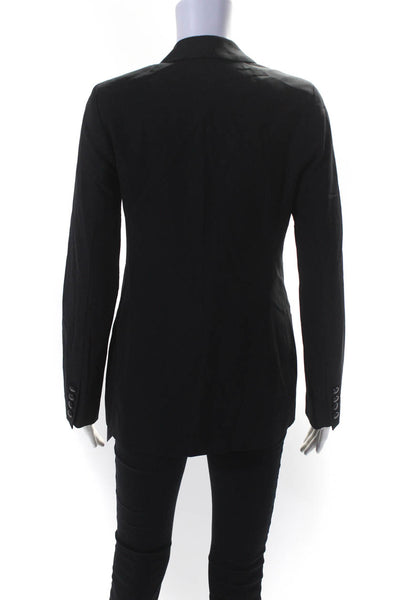 Vince Women's Faux Leather Trim Lined One-Button Blazer jacket Black Size 4