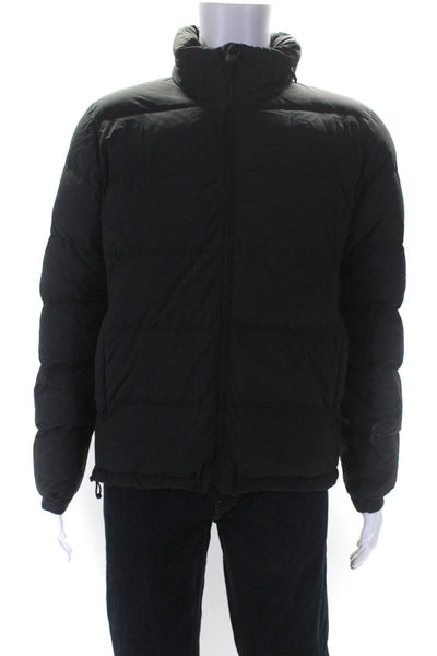 Aspesi Mens Mock Neck Full Zipper Down Puffer Jacket Black Size Medium