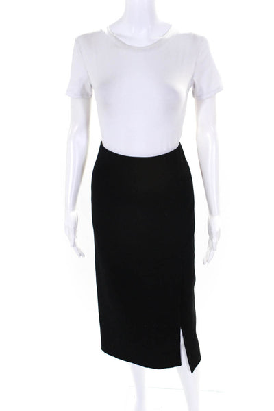 Donna Karan New York Womens Back Zip Knee Length Pencil Skirt Black Wool Size 8
