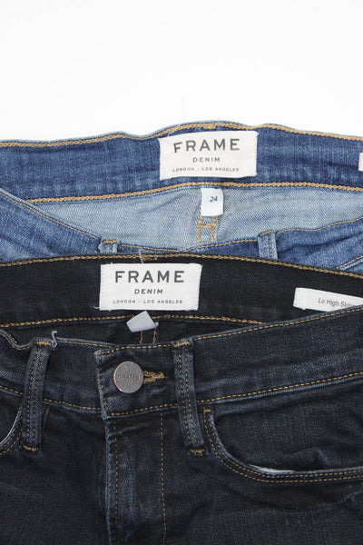 Frame Denim Womens Skinny Leg High Rise Jeans Blue Cotton Size 24 Lot 2