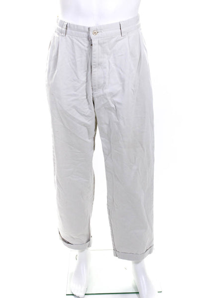 Polo Ralph Lauren Mens Cotton Pleated Cuffed Hem Hammond Pants Beige Size EUR36