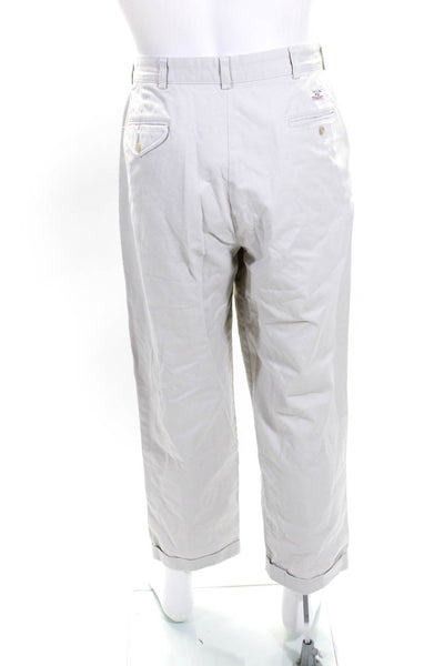 Polo Ralph Lauren Mens Cotton Pleated Cuffed Hem Hammond Pants Beige Size EUR36