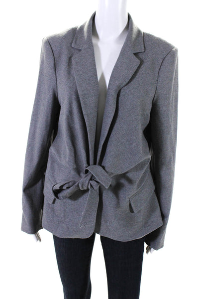 Donna Karan New York Womens Single Button Tie Front Notched Lapel Jacket Gray 14