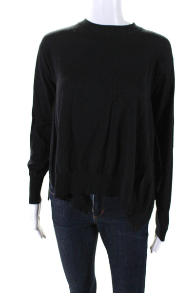 Stella McCartney Womens Wool Knit Round Neck Pullover Top Black Size 40 S