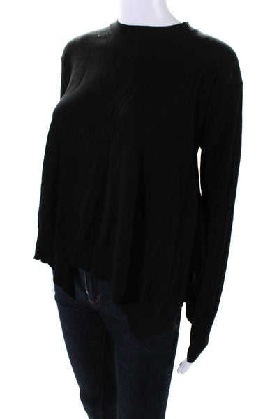 Stella McCartney Womens Wool Knit Round Neck Pullover Top Black Size 40 S