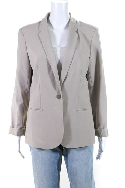 Calvin Klein Women's Collar Long Sleeves One Button Blazer Beige Size 8