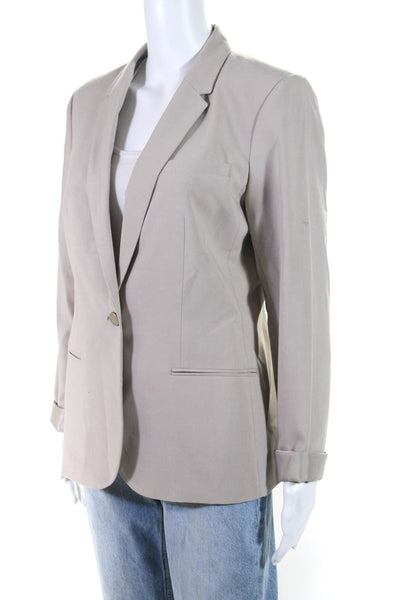 Calvin Klein Women's Collar Long Sleeves One Button Blazer Beige Size 8