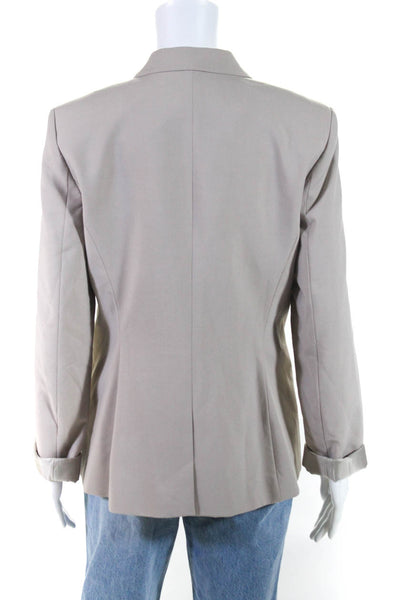 Calvin Klein Women's Collar Long Sleeves One Button Blazer Beige Size 8