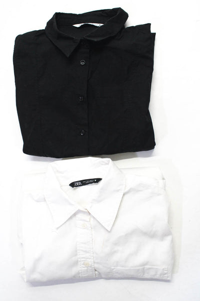 Zara Women's Cotton Long Sleeve Button Down Collared Shirt White Size S, Lot 2