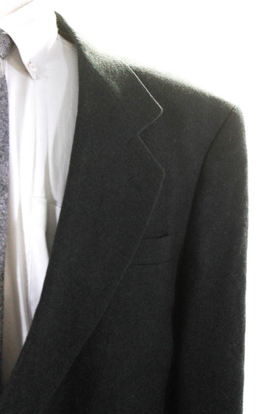 Oscar de la Renta Mens Wool Nothced Collar two Button Blazer Jacket Gray Size 46
