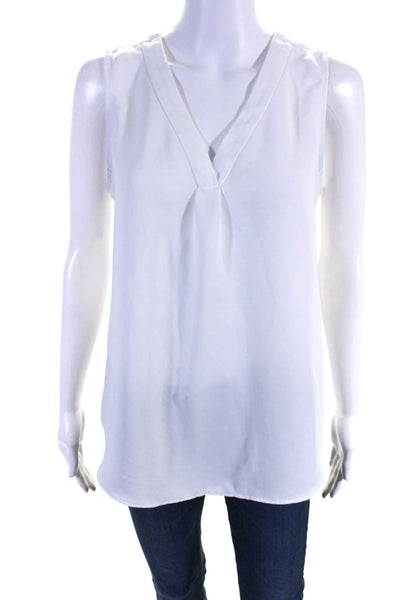 Nic + Zoe Womens Round Hem V-Neck Sleeveless Pullover Blouse Top White Size M