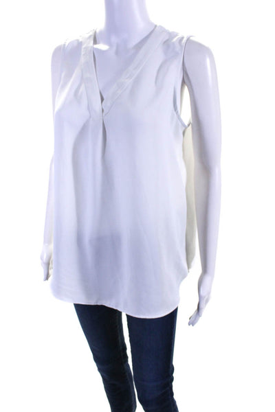 Nic + Zoe Womens Round Hem V-Neck Sleeveless Pullover Blouse Top White Size M