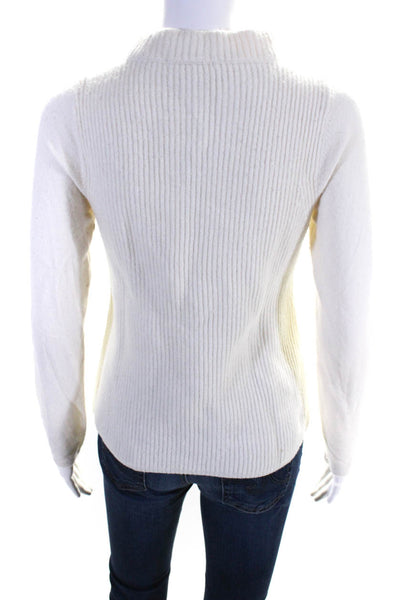 Fate By LFD Womens Ribbed Knit Cut Out Choker Sweatshirt White Wool Size Medium