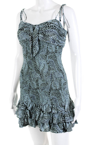 Cinq à Sept Womens Sleeveless Smocked Ruffled Mini Mermaid Dress Blue Size 6