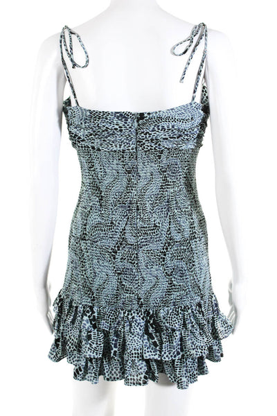 Cinq à Sept Womens Sleeveless Smocked Ruffled Mini Mermaid Dress Blue Size 6