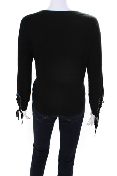 The Kooples Women's Wool Lace Up Pullover Sweater Black Size 1