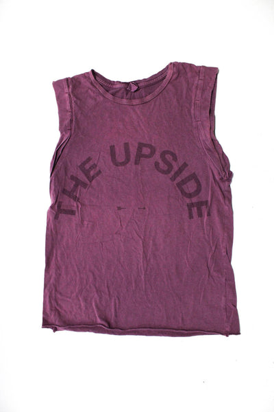 The Upside Women's Sleeveless T-Shirt Crewneck Sweater Purple Black Size 4 Lot 2